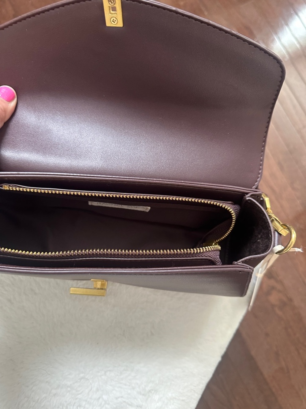 Rachel Zoe Plum Leather Shoulder Bag with Gold Hardware - Picture 6 of 8